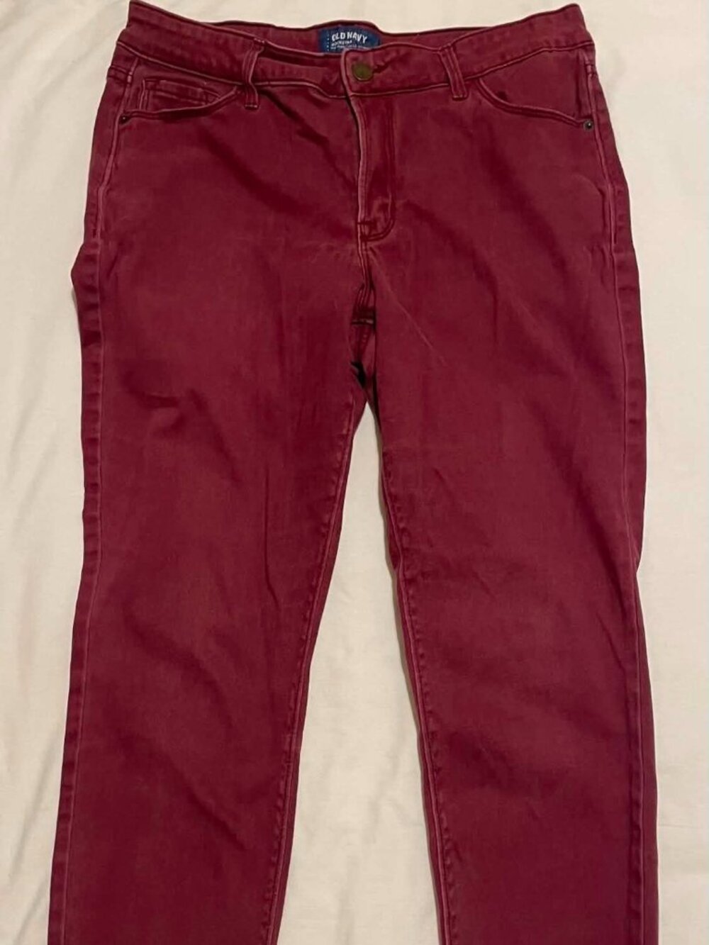 OLD NAVY Women’s Maroon Skinny Rockstar Mid Rise Jeans, Size 8